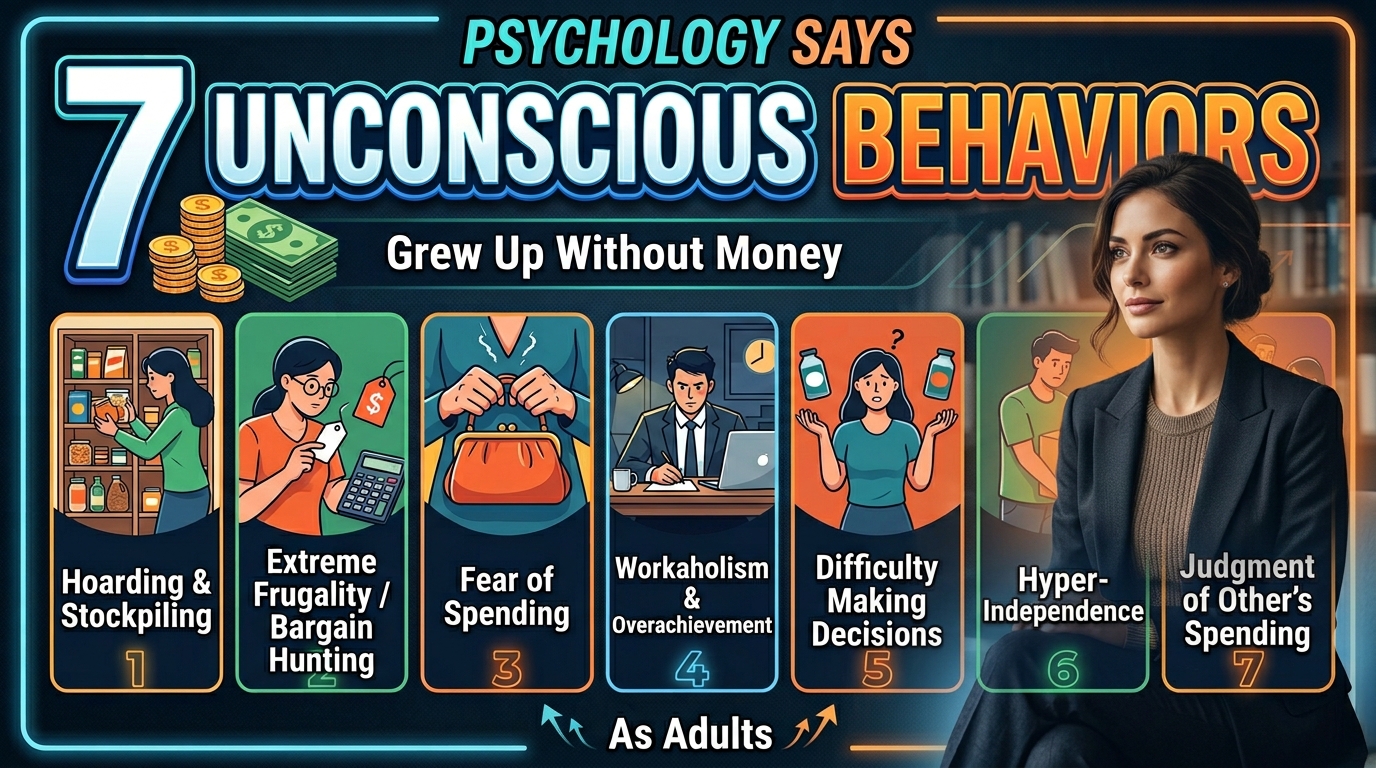 User 12:56 AM Psychology says people who grew up without money display these 7 unconscious behaviors as adults